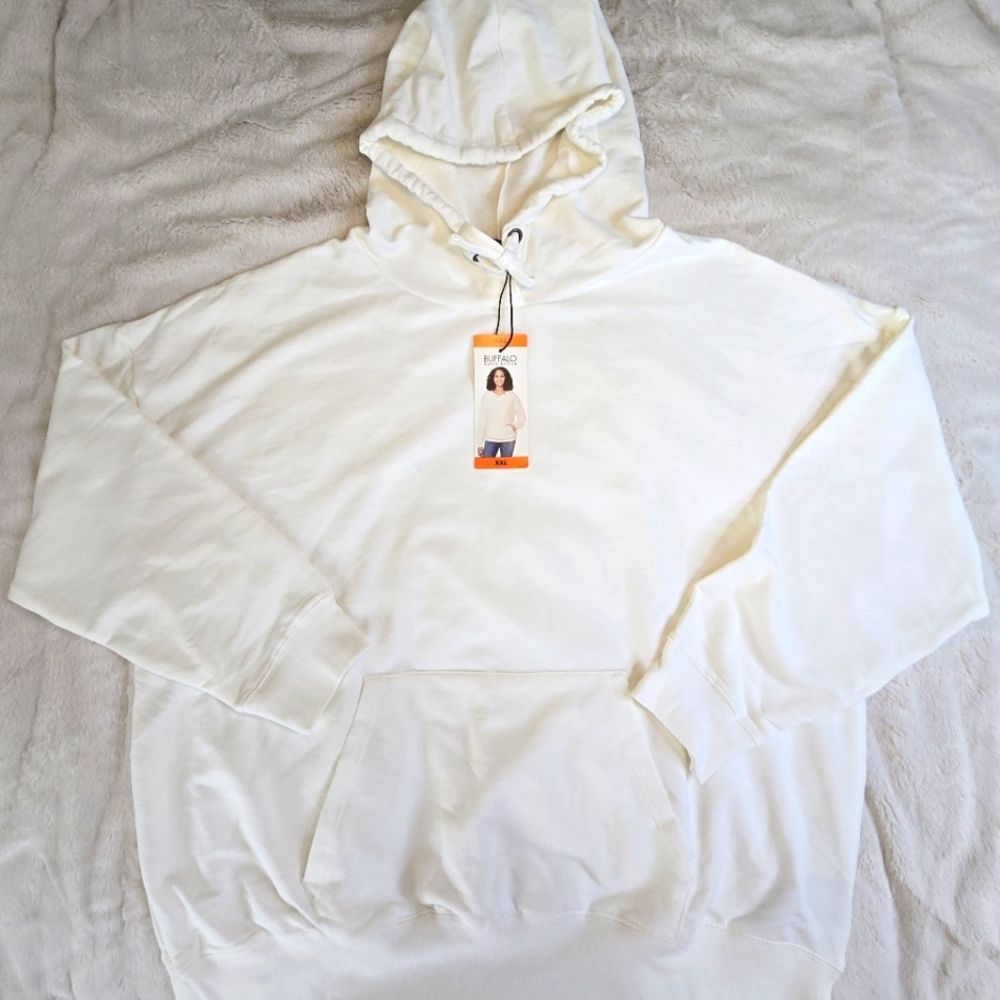 White Pullover Hoody XXL,Buttery Soft Stretchy,Front Pocket Buffalo David Bitton